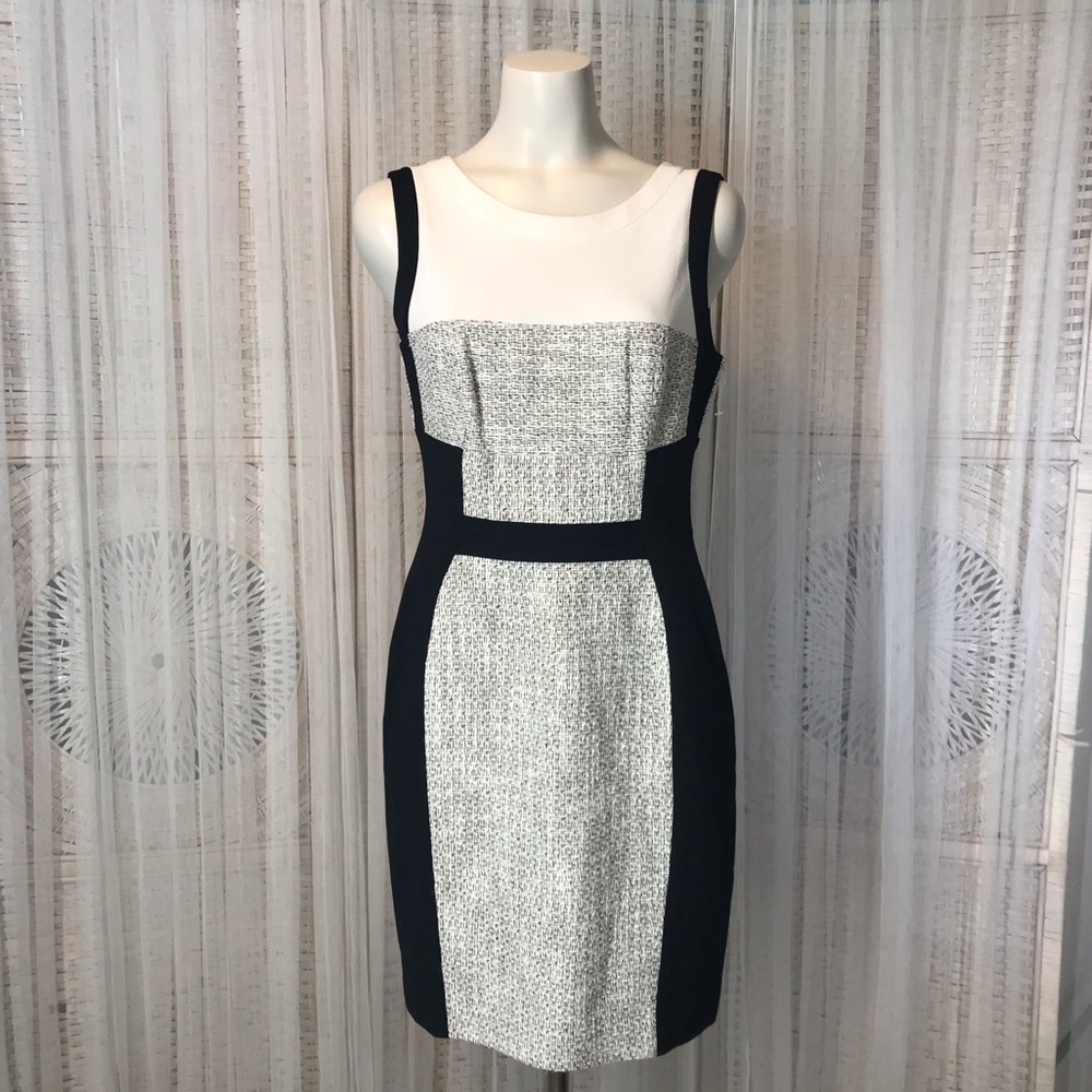 Yoana Baraschi Black and White Colorblock Midi Dress
